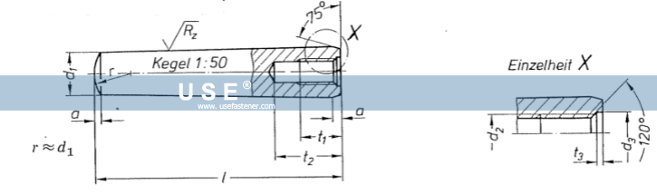 DIN 7978 - Taper Pins With Internal Thread